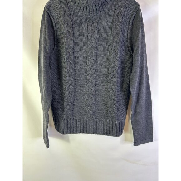 Vintage 90s Merino Wool Cable Knit Fisherman Turtleneck Sweater - Picture 8 of 8
